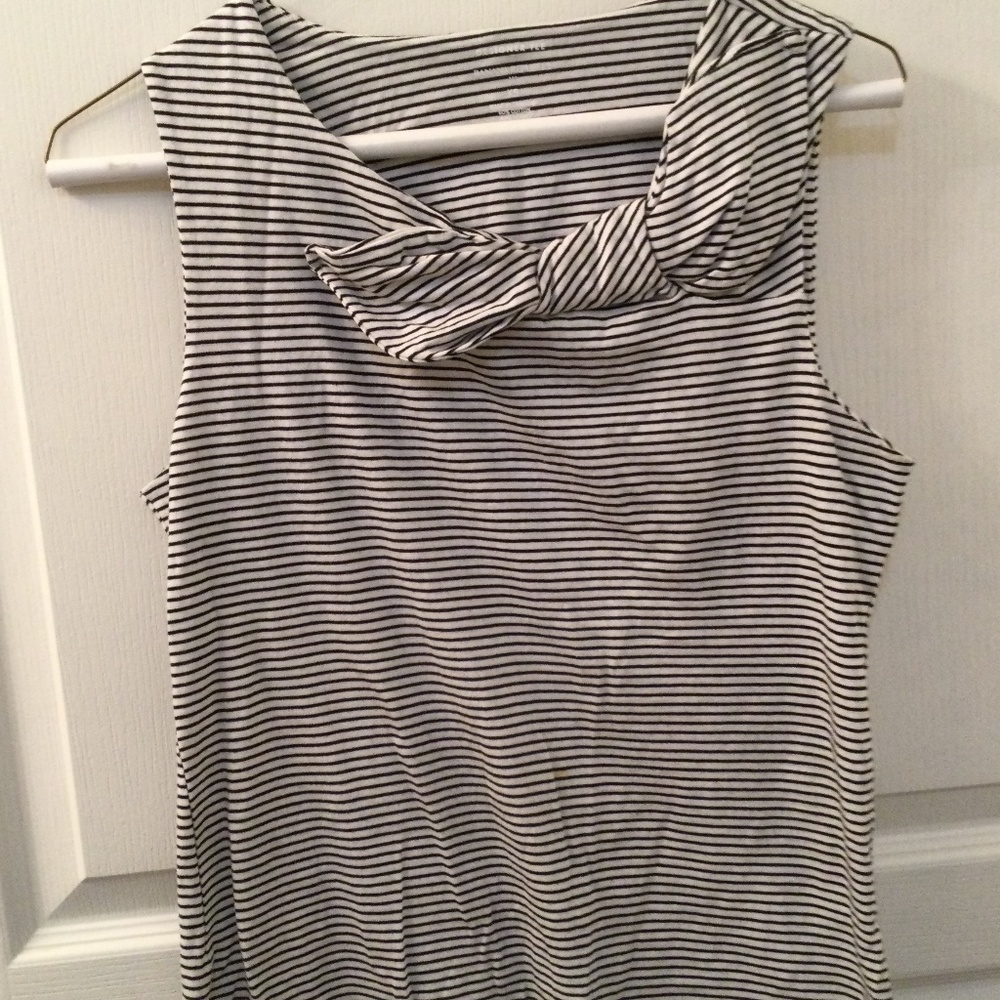 Banana Republic Designer Tee Striped Bow Collar Sleeveless Top, XS